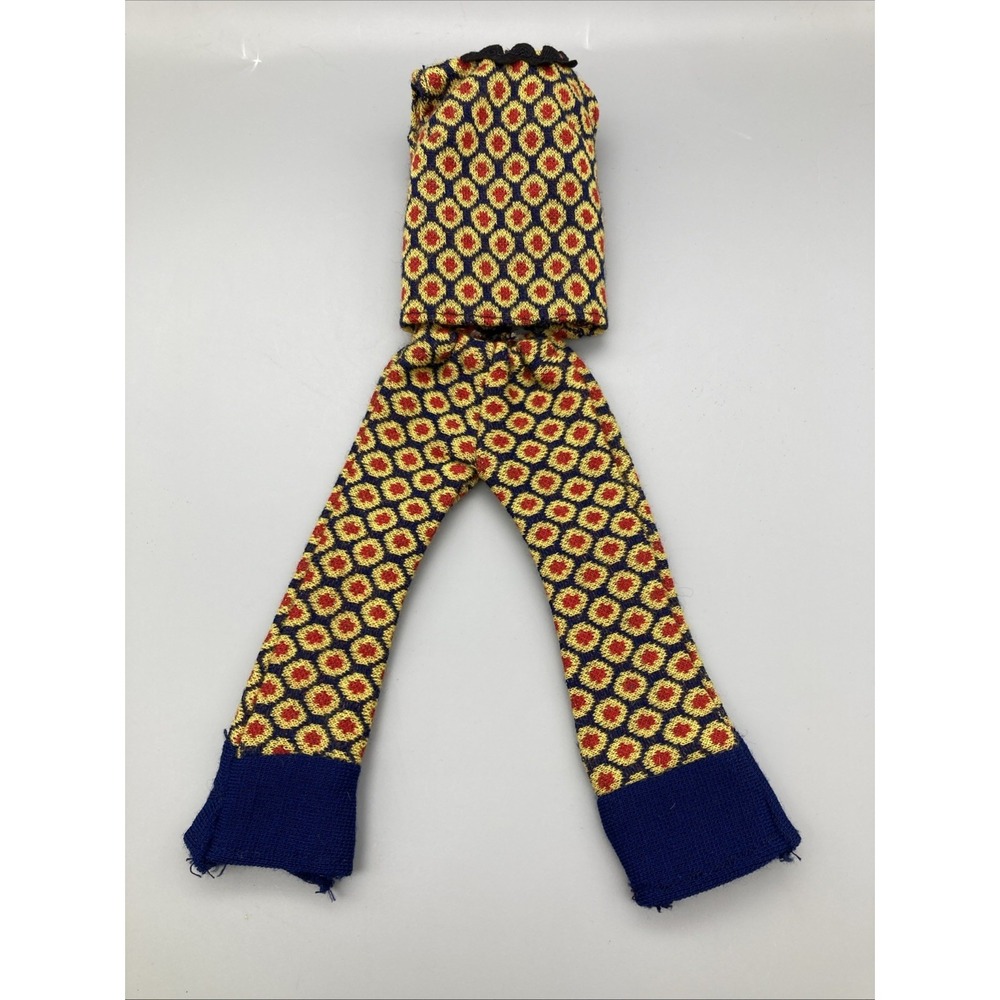 Vintage 1970's Handmade Mid/Mod Bell Bottoms Barbie Size Outfit Blue Yellow Red